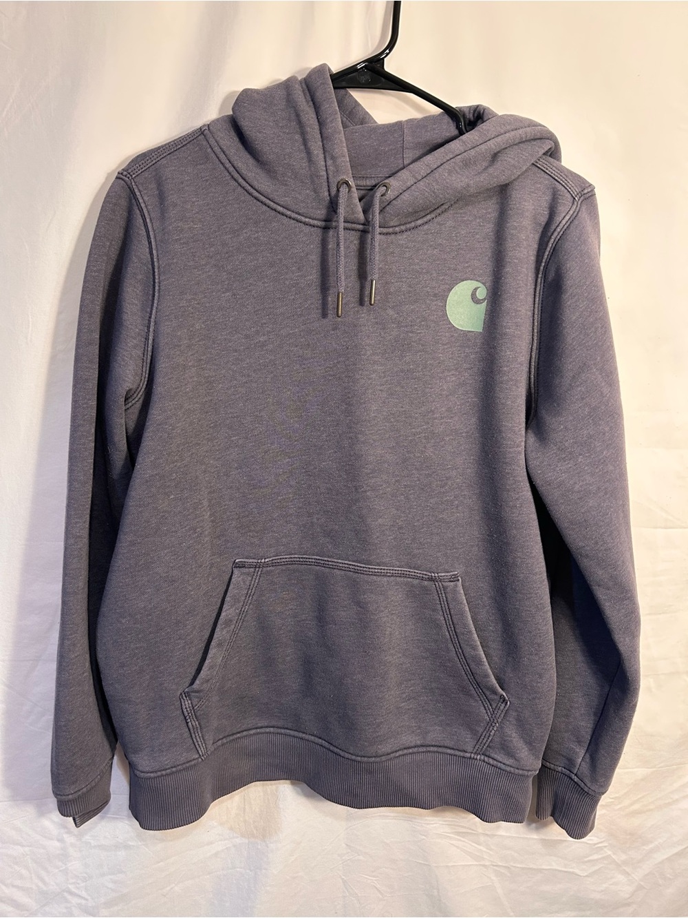 Carhartt Men's Heather Gray Crewneck Hoodie with Mint Logo
